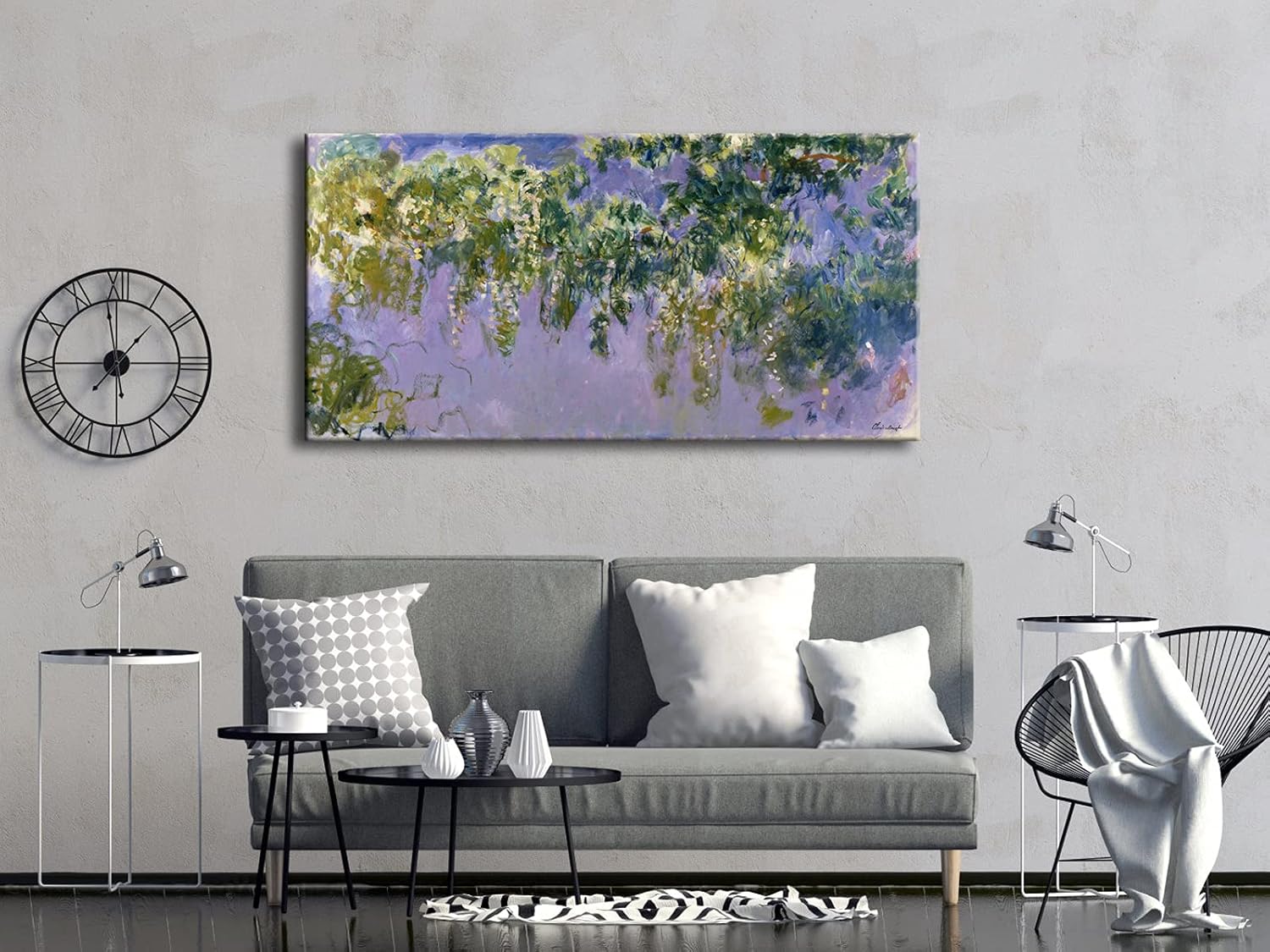 Wieco Art Wisteria Giclee Canvas Prints Wall Art of Claude Monet Famous Oil Paintings Reproduction Artwork Modern Impressionist Flower Pictures for Home Decorations