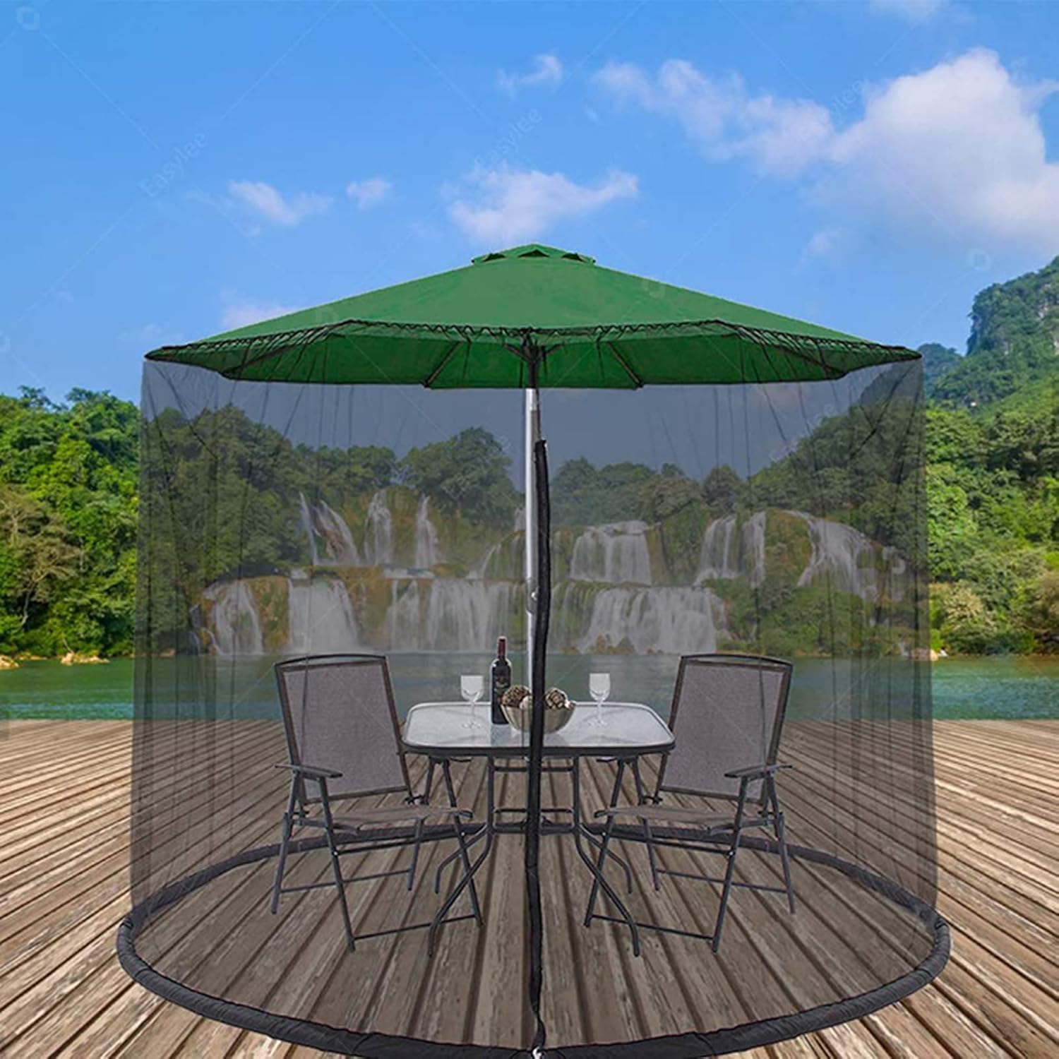 Patio Umbrella Mosquito Netting, Mosquito Screen Netting, Mosquito Nets with Zipper Door for Outdoors, Patio Nets Netting Spray for Garden