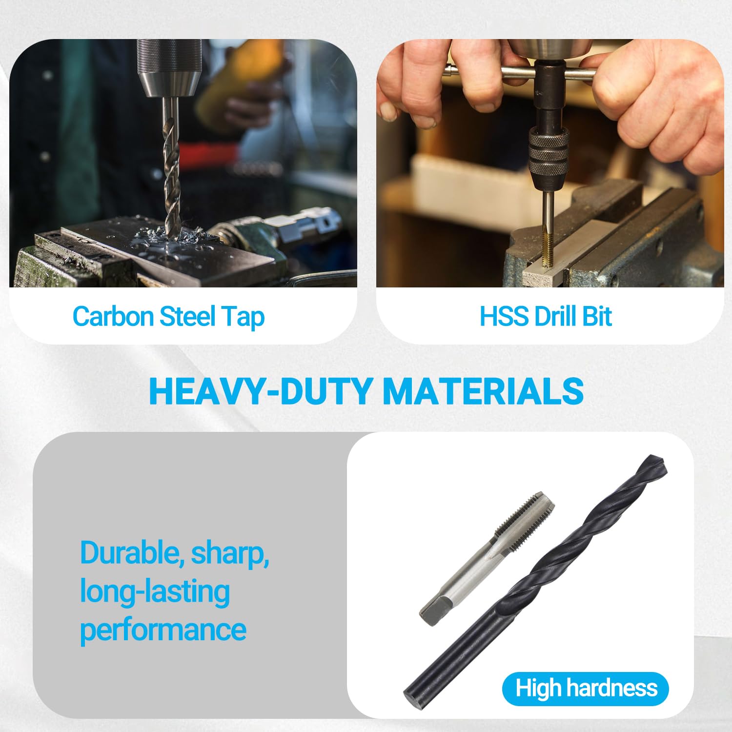 1/2"-14 NPT Carbon Steel Pipe Tap & 23/32" HSS Drill Bit Set – Heavy-Duty Threading Tool for Plumbing & Bolt Extraction