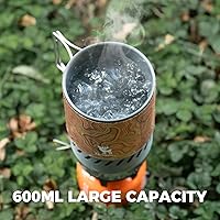 Vista 5 de Sistema de estufa de camping y mochilero Estufa de camping portátil integrada 600ML 1700W Mini quemador al aire libre Equipo de cocina para Negro