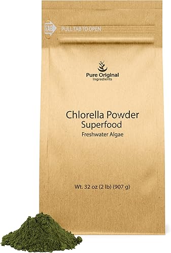 PURE ORIGINAL INGREDIENTS Chlorella Powder (2 lb) Superalimento, algas de agua dulce, natural
