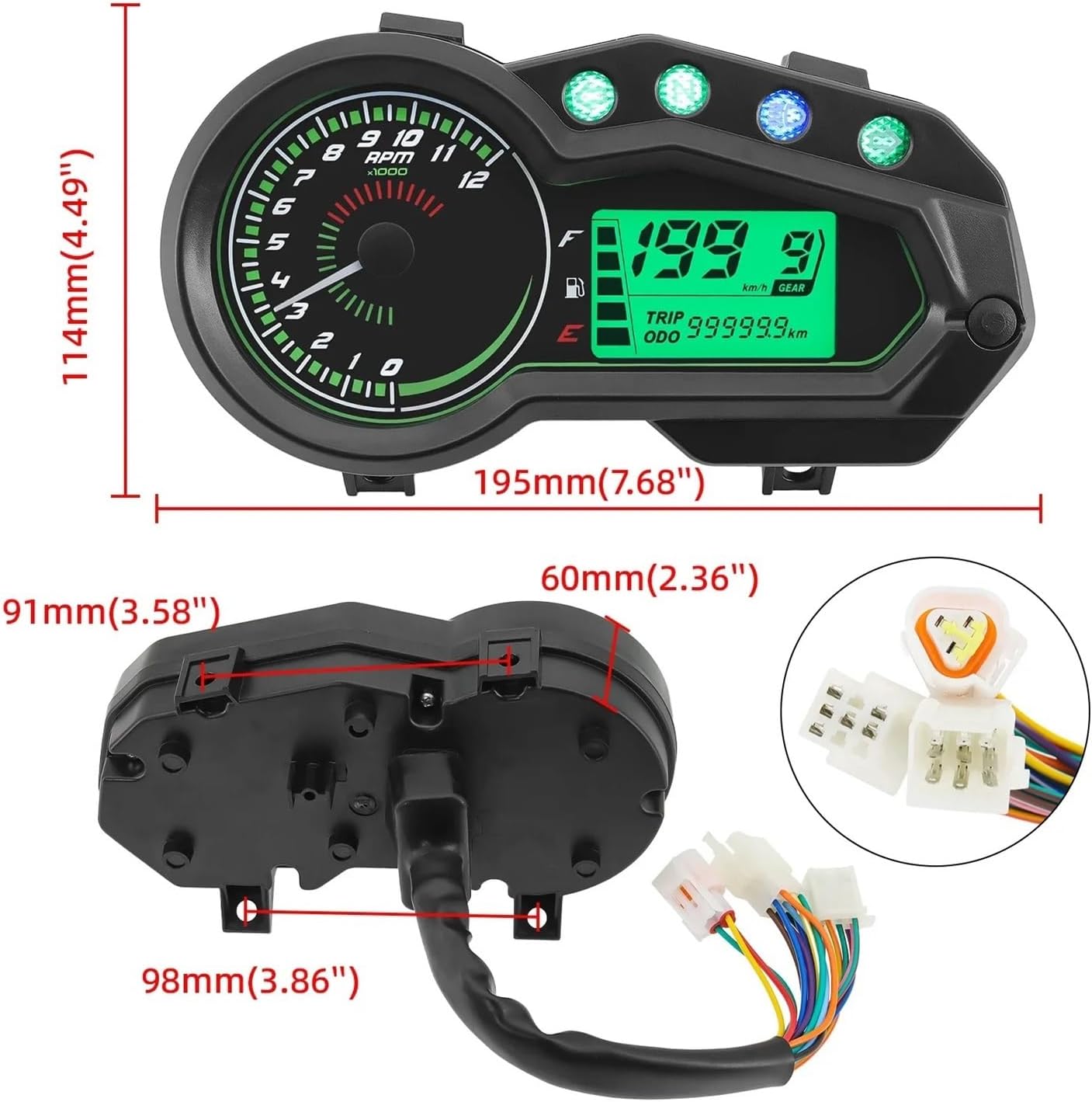 Motorcycle Speedometer Gauge Motorcycle Tachometer Multifunction Instrument for Brazil Titan 150 for Cg150 12V Motorcycle LED Digital Oil Level Gauge