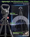 CAMBOFOTO 74"-Camera-Tripod, Porfessional Aluminum Heavy Duty Tripod Stand for Mirrorless Camera/DSLR/Cell Phone/Camcorder, with Holder and Travel Bag
