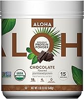 Vista 1 de ALOHA Proteína en polvo orgánica a base de plantas, sin stevia, chocolate, 19.6 onzas, 15 porciones