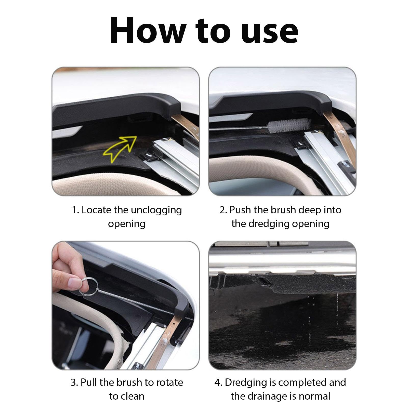 2 Cepillos Flexibles Para Limpieza De Drenajes De Auto Y Techo Corredizo - Herramienta De Nylon Y Acero Inoxidable, 150 Cm