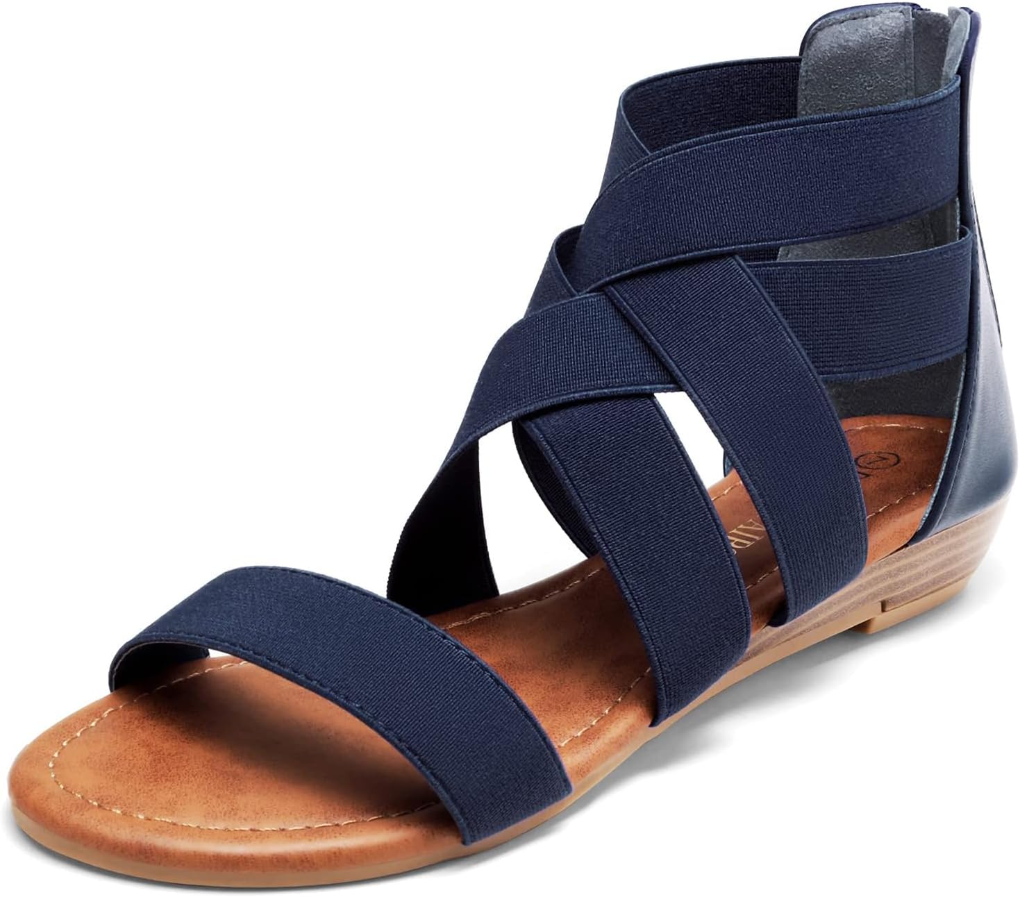 Women's Elastic Ankle Strap Low Wedges Sandals