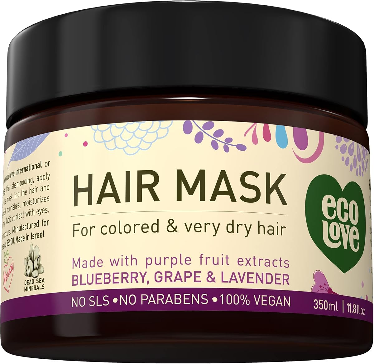 Hair Mask for Dry Damaged Hair, Natural Hair Mask Deep Conditioning, 11.8 oz - Vegan and Cruelty-Free, With Lavender Extract, Organic Ingredients, SLS and Parabens Free | For Dry & Damaged Hair • Organic Ingredients • No SLS or Parabens • Cruelty-Free