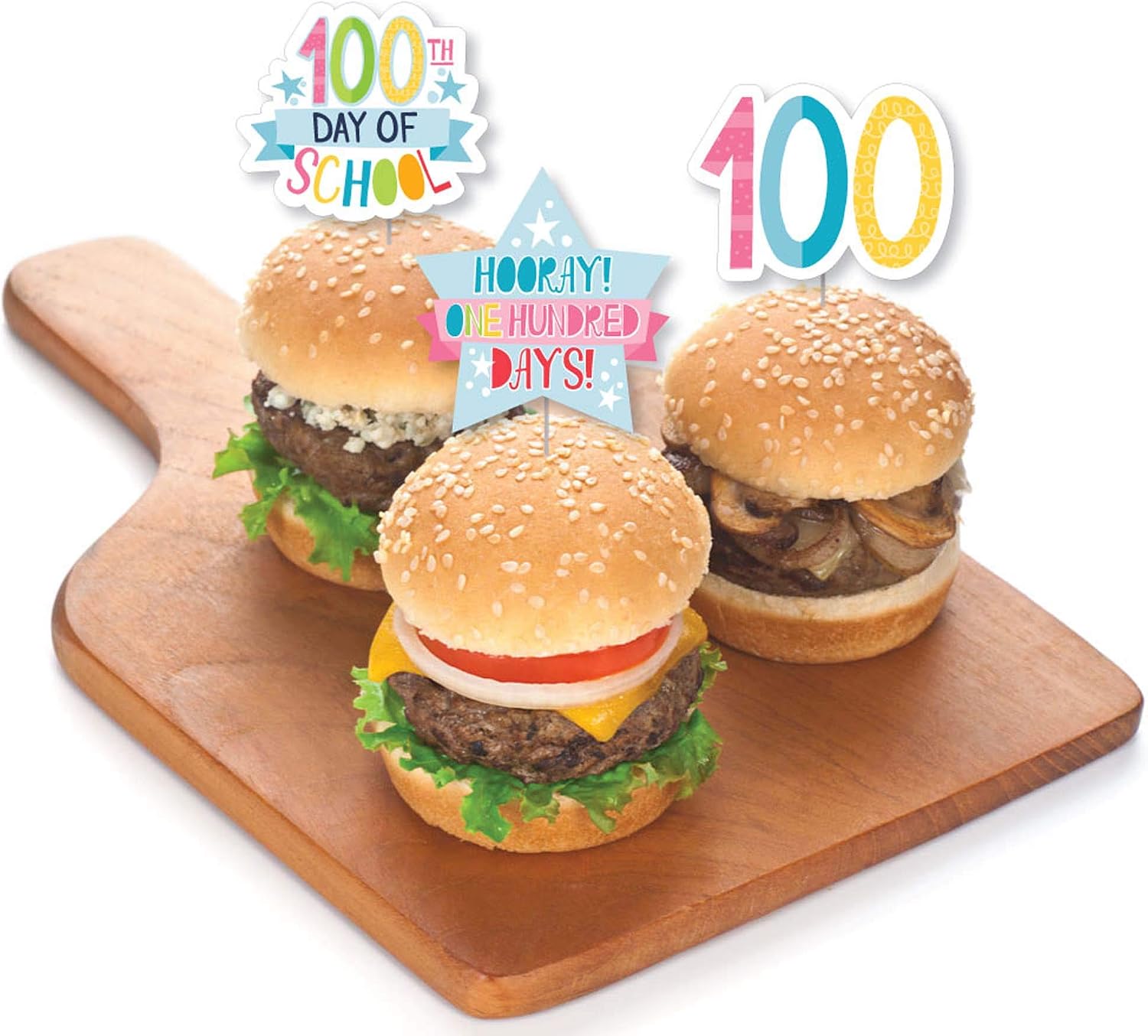 Big Dot of Happiness Happy 100th Day of School - Dessert Cupcake Toppers - 100 Days Party Clear Treat Picks - Set of 24