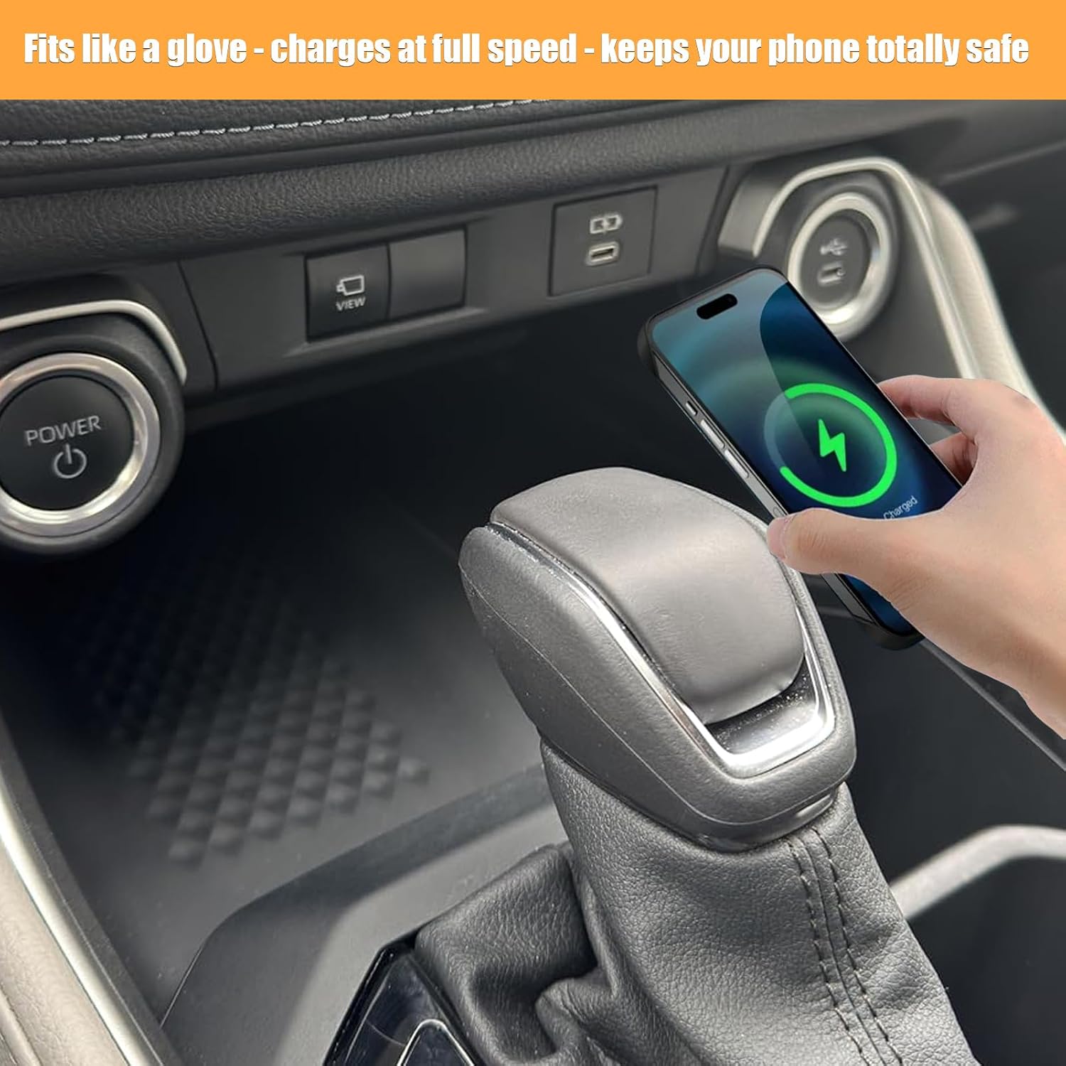 Wireless Charging Anti-Slip Mat for 2025 2024 Compatible with Grand Highlander, Black Silicone Waterproof Protective Pad Center Console Liner Accessories (1PC)