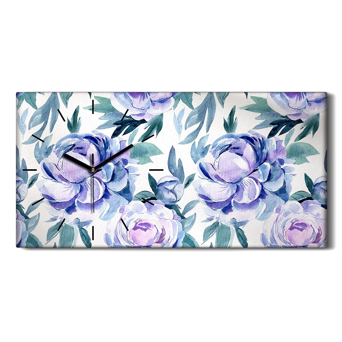 Horloge sur toile 60x30cm fleurs et plantes pour déco salon - Coloray
