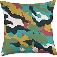 Vista 1 de Pure Pattern Paradise Colorful Abstract Camouflage Pattern #011 Throw Pillow, 18x18, Multicolor