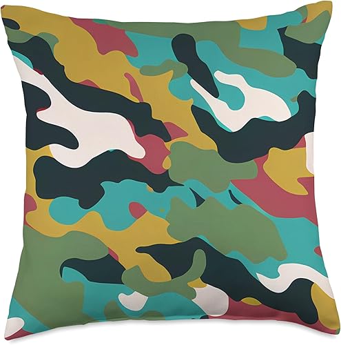 Pure Pattern Paradise Colorful Abstract Camouflage Pattern #011 Throw Pillow, 18x18, Multicolor