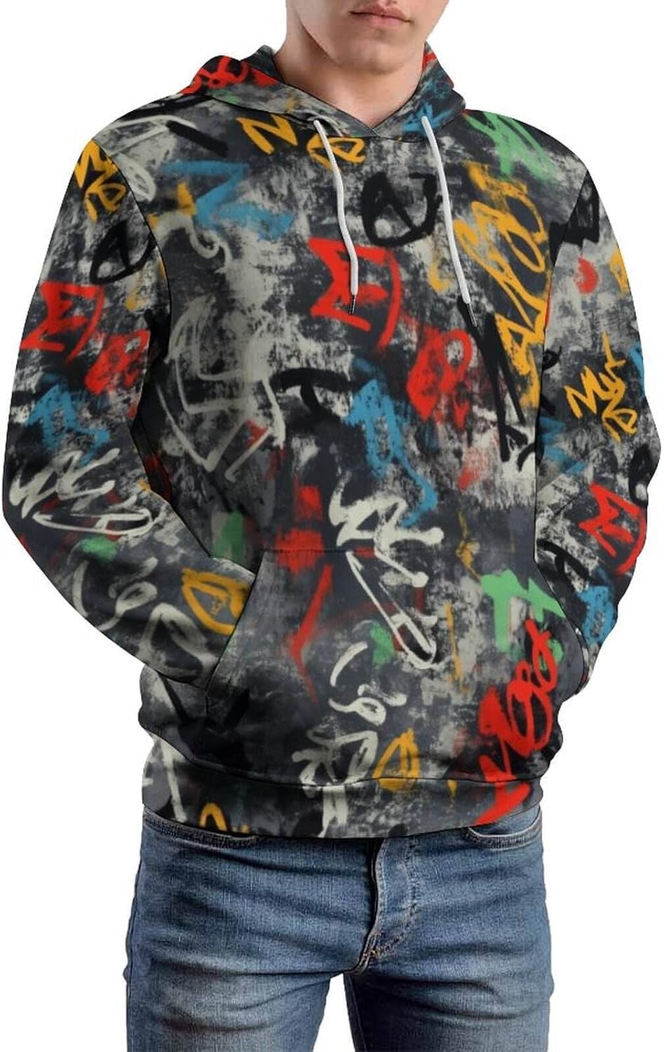 Mens Hipster Hip Hop Hoodie Novelty Long Sleeve Hooded Sweatshirt Pullover - Image 2