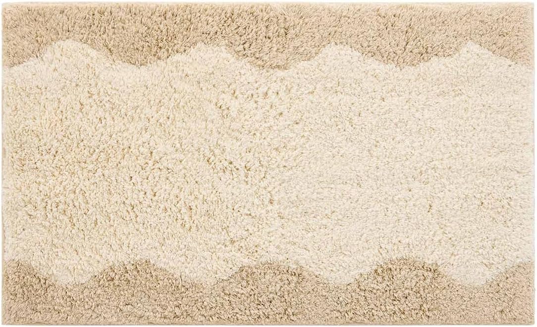 House of Noa Bath Mat – 100% Plush Cotton Non Slip Luxury Bathroom Rugs Washable – Soft Handmade Absorbent Bath Mat for Bathroom Floor, Vanity, or Tub-Side Use – Harper Au Lait 21x34 Au Lait 1'9" x 2'10" (Rectangular)