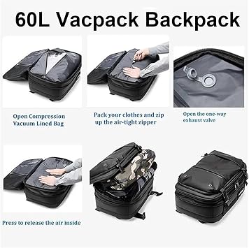 Backpack - Airbag Backpack, Backpack Travel, Multiple Expandable Travel Backpack With Vacuum System For Business Trips, Ranch, Overnight, Adventure