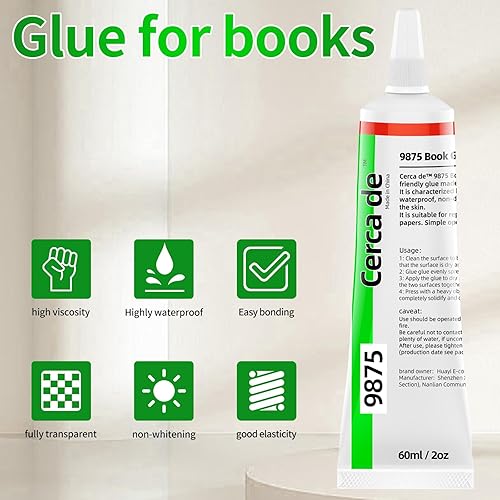 Miniatura 5 de Cerca de Pegamento para libros, color transparente adhesivo, suave, fuerte, impermeable, pegamento para reparación de libros y encuadernación,