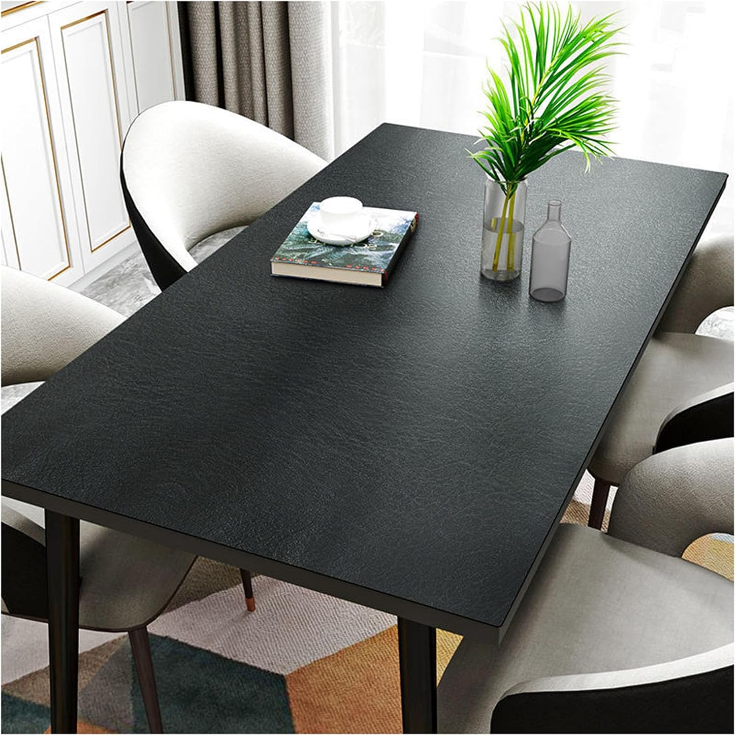 Rectangular Leather Table Cloth Wipeable Tablecloth Large Faux Leather Dinner Table Protector Pad Waterproof Oilproof Heat Resistant Vinyl Fitted Rectangle Thick 2 mm Table Mat (60×120 cm,Green)