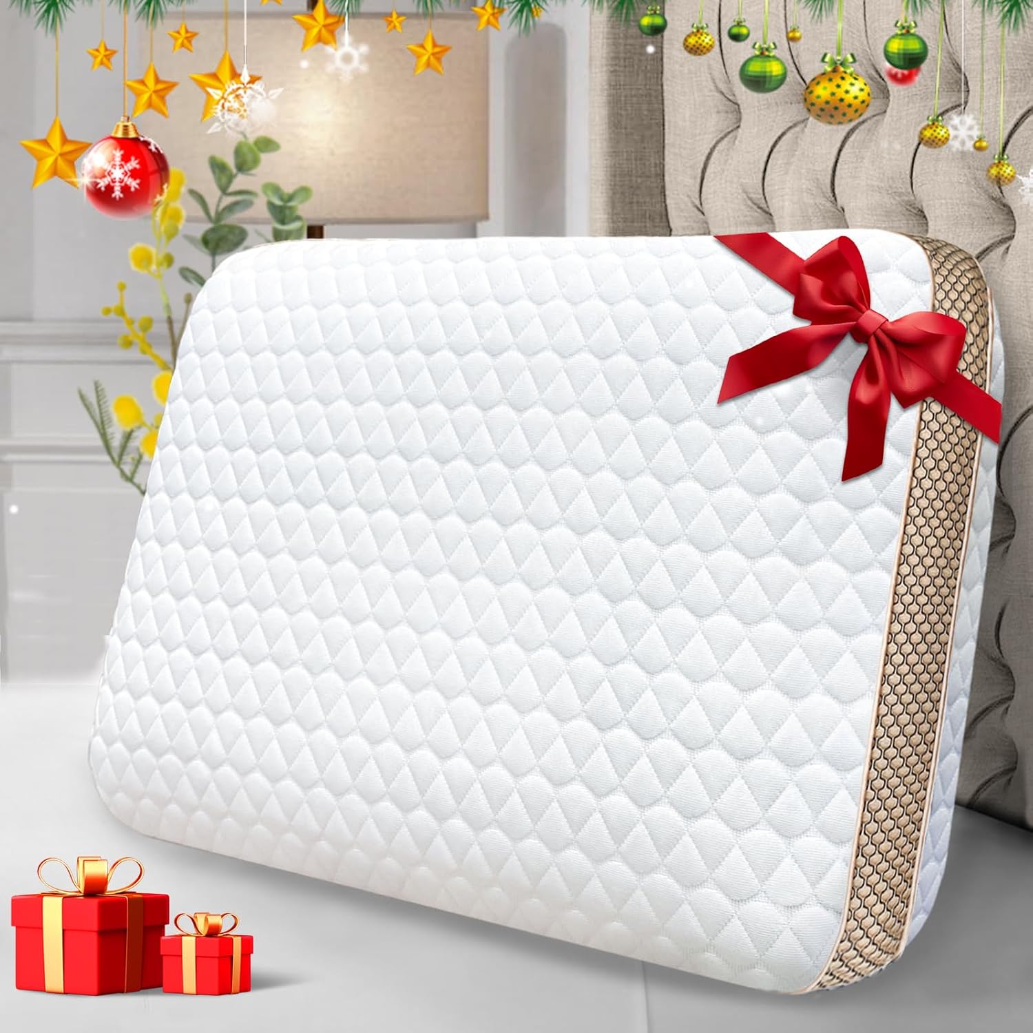 Almohada Memory Foam Tamaño Estándar 60x40x13 cm con Funda Lavable