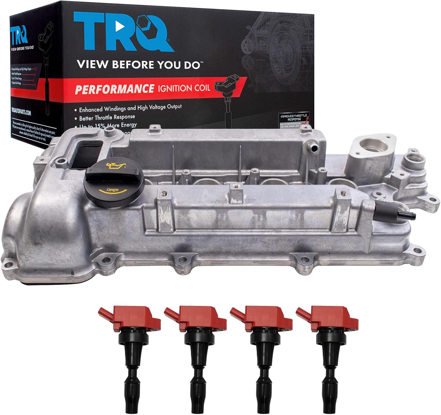 TRQ Performance Ignition Coil Kit 5 Piece Valve Cover Compatible with 15-19 Hyundai Sonata Tucson Veloster 16-21 Kia Forte Koup Forte5 Optima Soul 17-20 Elantra 18-20 Kona 21-23 Seltos