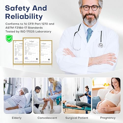 Miniatura 8 de Rieles de cama para adultos mayores de seguridad - Riel lateral de cama aprobado por ASTM para personas mayores con pata de soporte, bolsa de