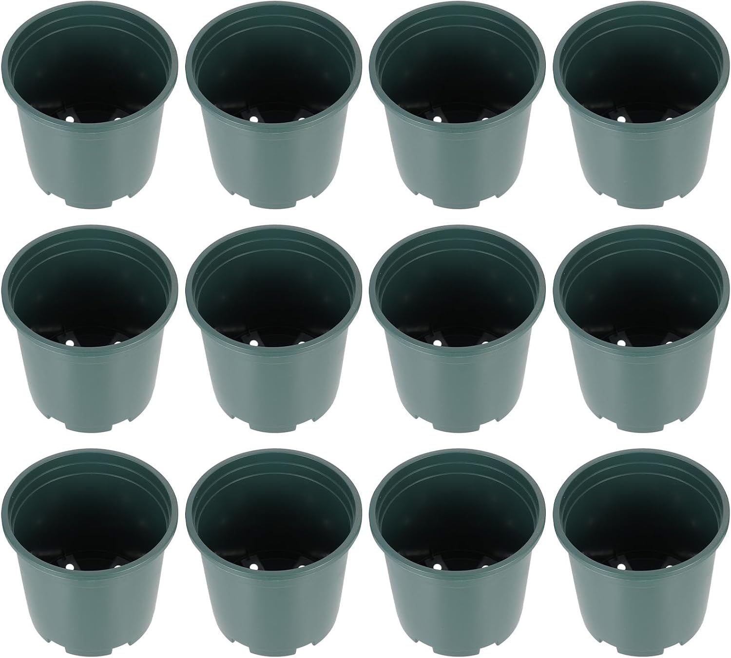 Beaupretty 12pcs Plastic Plant Pots for Succulents, Green Smooth Surface