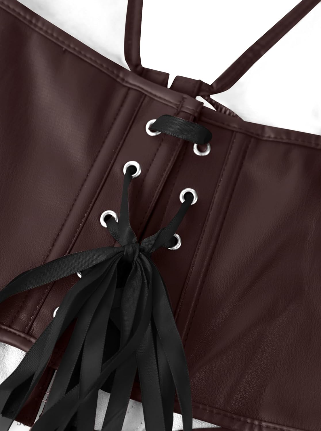 Women's Y2K Leather Halter Top Backless Corset Bustier Top Lace Up Sexy Going Out Crop Tank Halter Neck Party Club - Image 7