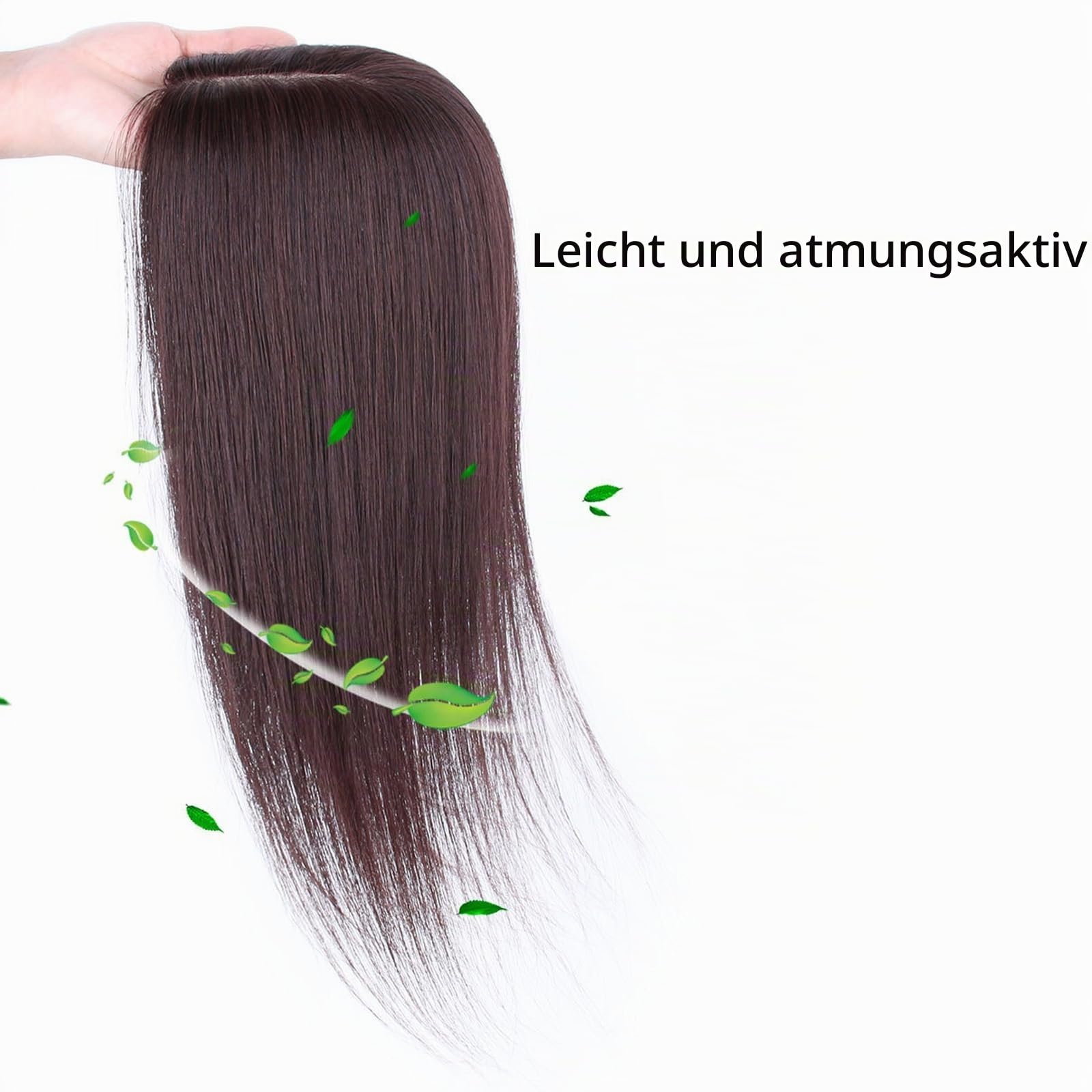 100% Echthaar-Topper for Frauen 50 Cm Lange Haarteile 8x12cm Toupet Mit Spitzennetzbasis Natürliche Braune Haarverlängerungen Clip-in-Top-Wiglets Bei Haarausfall/dünnem Haar/grauem Haar