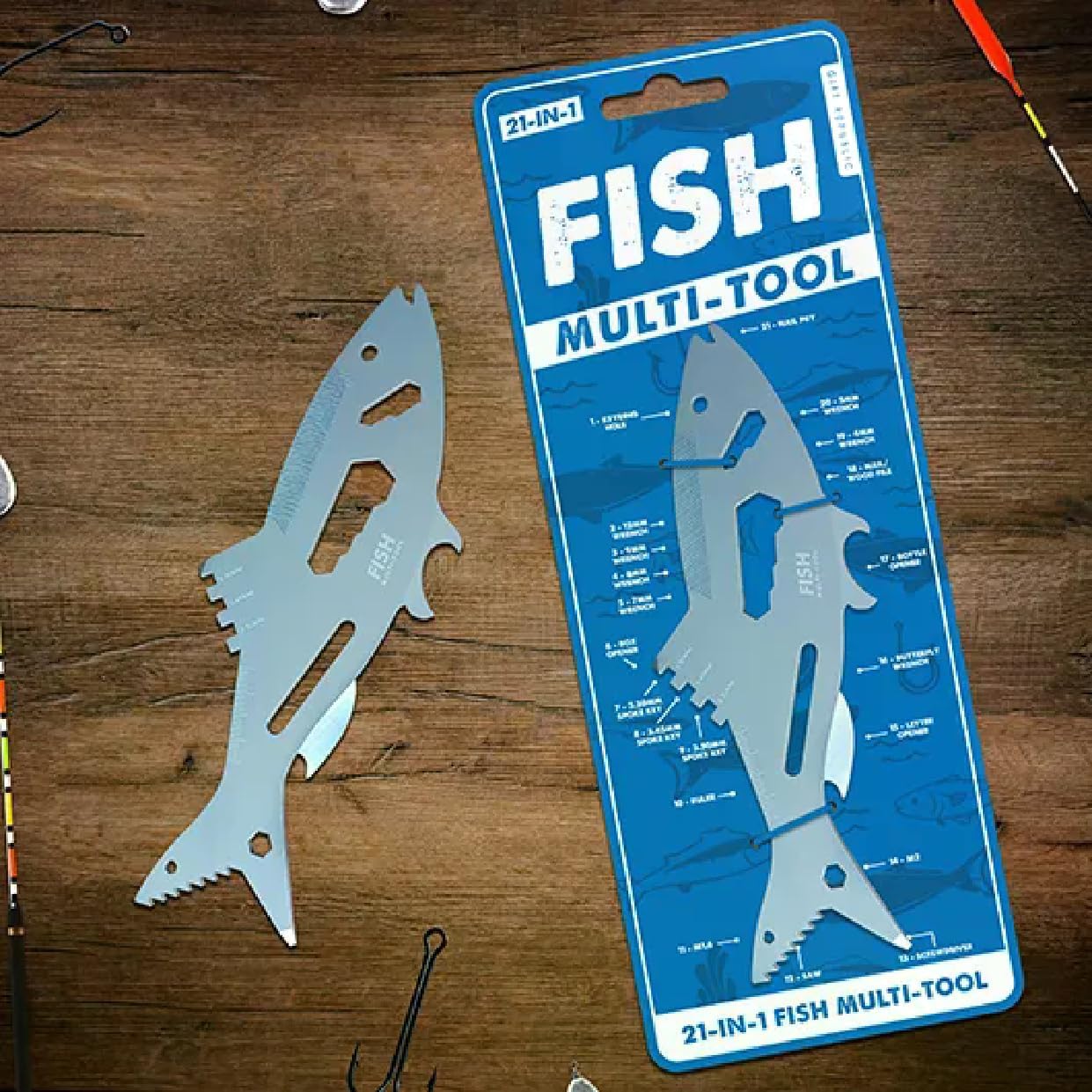 Gift Republic 21-in-1 Fish Multi-Tool Gadget, Gray