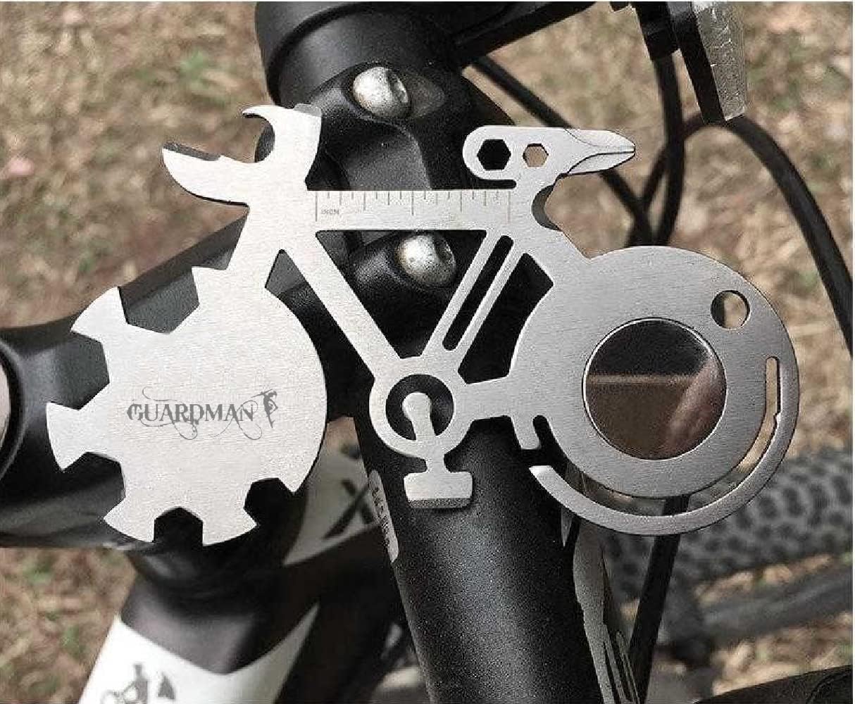 GUARDMAN Bicycle 10-in-1 Multitool Card Every Day Carry Pocket Tool, Father’s Day Gift, Bike Lovers, Fits on Keychain, Stocking Stuffer Christmas Gift For Dad & Men - Under 10 Dollars