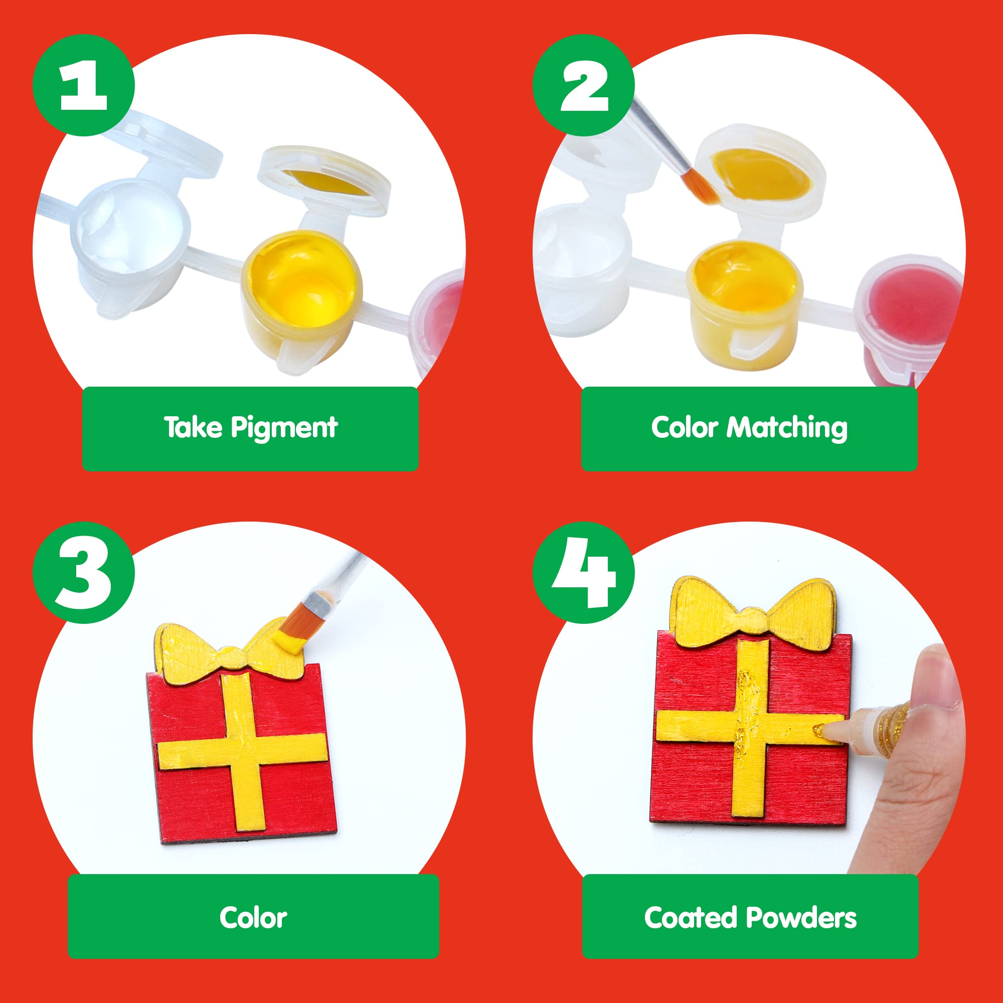 Joyin Kit De 14 Imanes De Madera Para Pintar Y Decorar, Set De Manualidades Con Pincel, Paleta Y Pegamento Brillante, Regalo Creativo