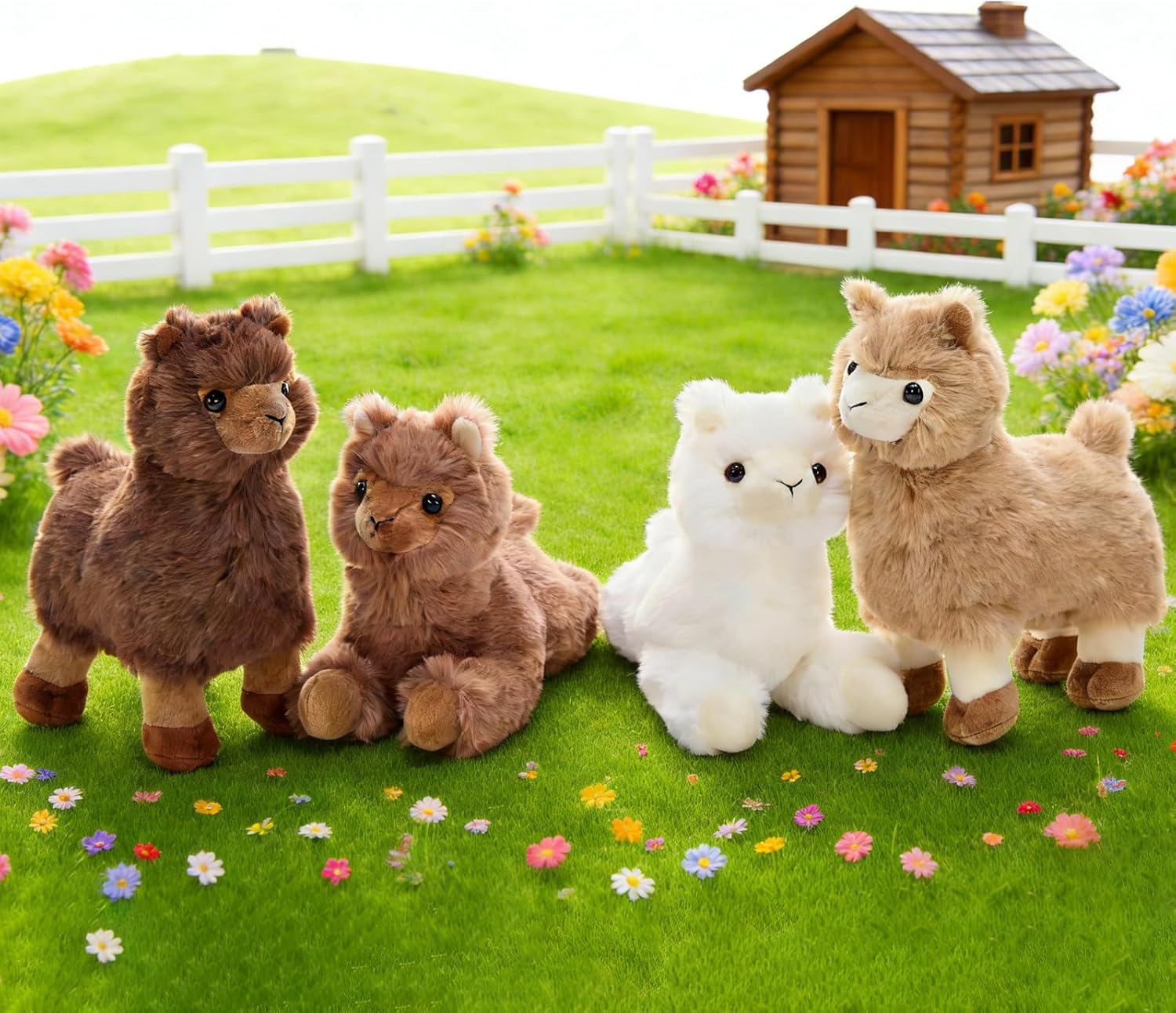 MaoGoLan 5Pcs Llama Stuffed Animal Set, 17.7" Large Alpaca Plush Toy with 4 Babies, Soft Llama Stuffy Birthday Christmas Easter Gift for Kids Girls Boys, Cute Alpaca Plushie Room Decor