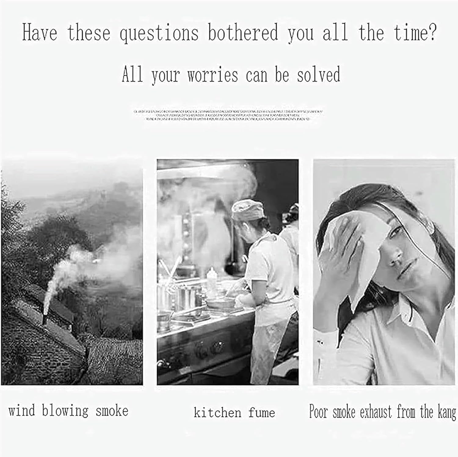 60W Chimney Ventilation Fans, Induced Draft Fan for Chimney, Household Roof Chimney Exhaust Smoke Machine-Smoke Evacuator