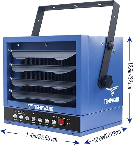 Miniatura 23 de Calentador eléctrico de garaje, calentador de techo de 5000 vatios con 3 niveles de calor, 240 voltios forzado por ventilador cableado, ideal
