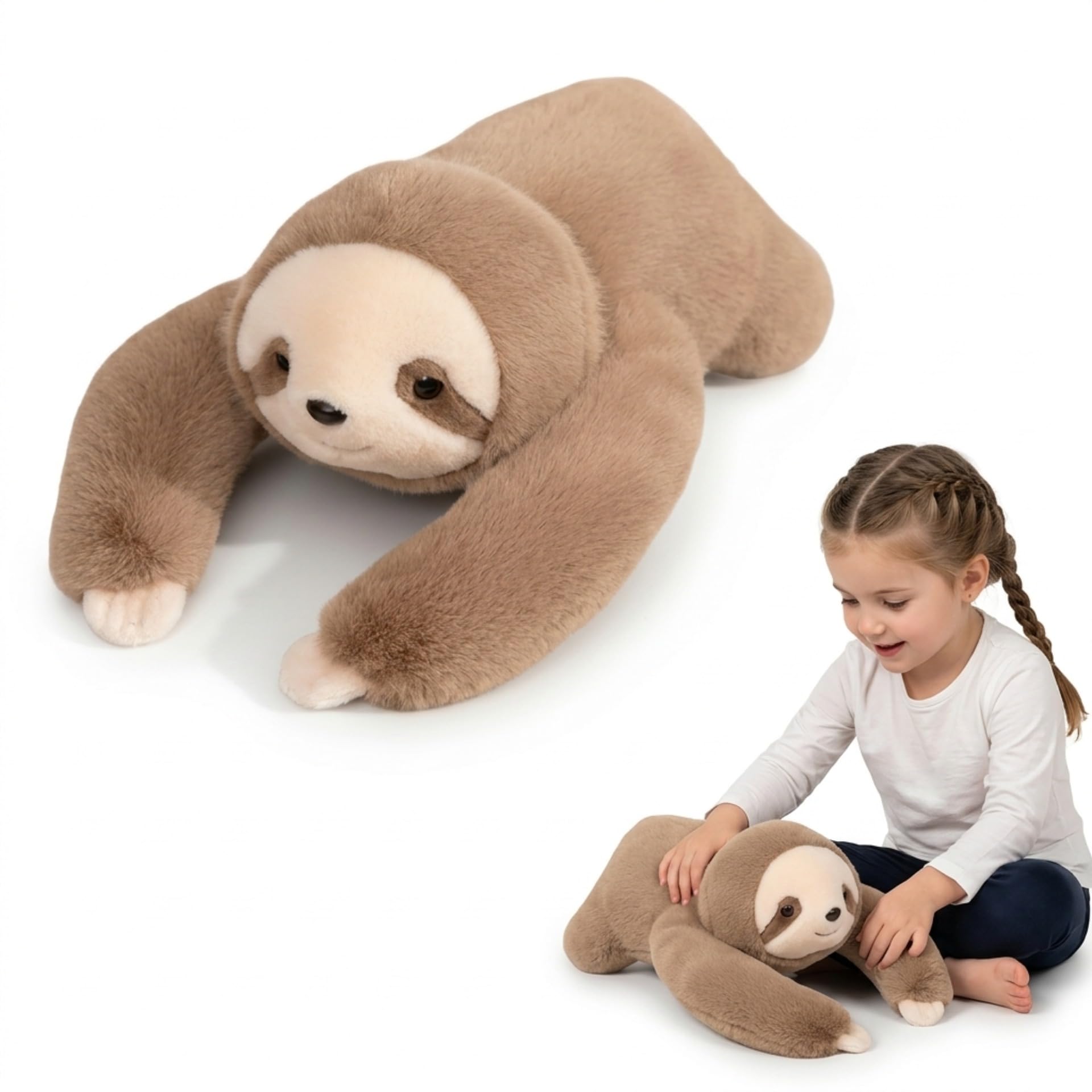 NQXORA Weighted Teddy for Anxiety Relief, Hug a Lumps Soft Stuffed Animal with Glass Beads, Calming Plush Companion for Kids and Adults, Sleep Support Cuddly Toy (Sloths,30cm)