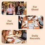 Line Hardcover Spiral Notebook with Removable Dividers Tabs & Ruler, 5 Subject Notebook College Ruled, 300 Page, Large 8"x10" B5 Notebooks for Work School, Lined Journal for Women, Light Purple