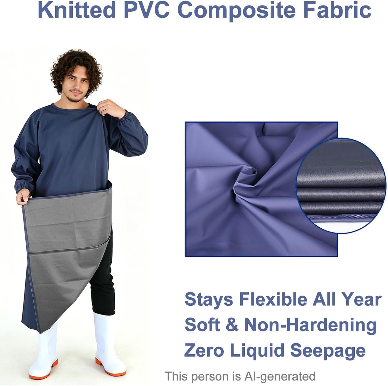 SUJAN Durable Waterproof Long Sleeve Apron Multi-Purpose Work Garment | Durable waterproof long sleeve PVC work apron ensures premium protection against water, oil, and grime for daily use.