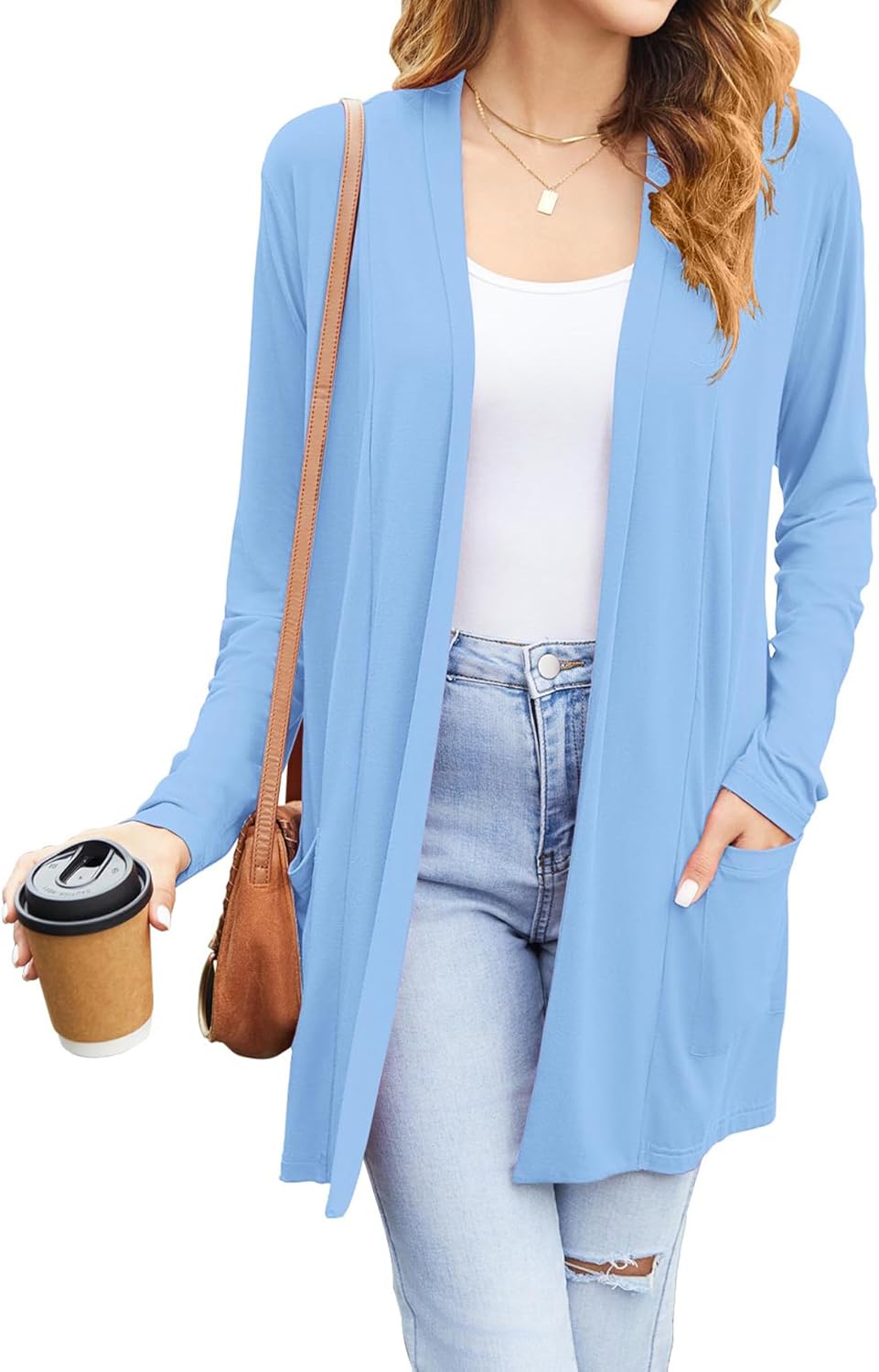 Newchoice Womens Casual Lightweight Cardigans with Pockets Loose Long Sleeve Open Front Cardigan Newchoice Womens Casual Lightweight Cardigans with Pockets Loose Long Sleeve Open Front Cardigan