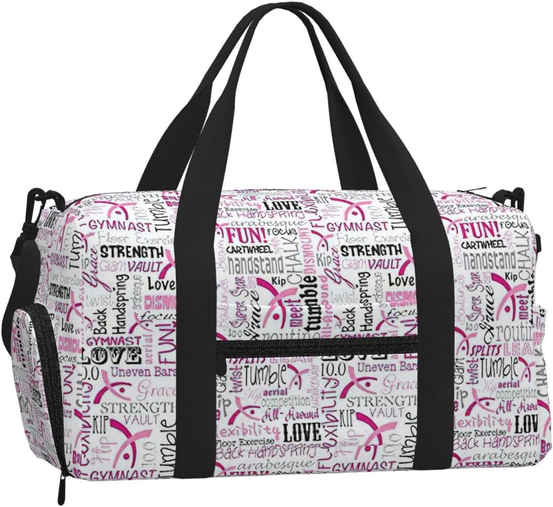 Gymnastics Pink Print Handheld Sports Luggage Unisex Crossbody Bag Travel Weekend Fitness Workout
