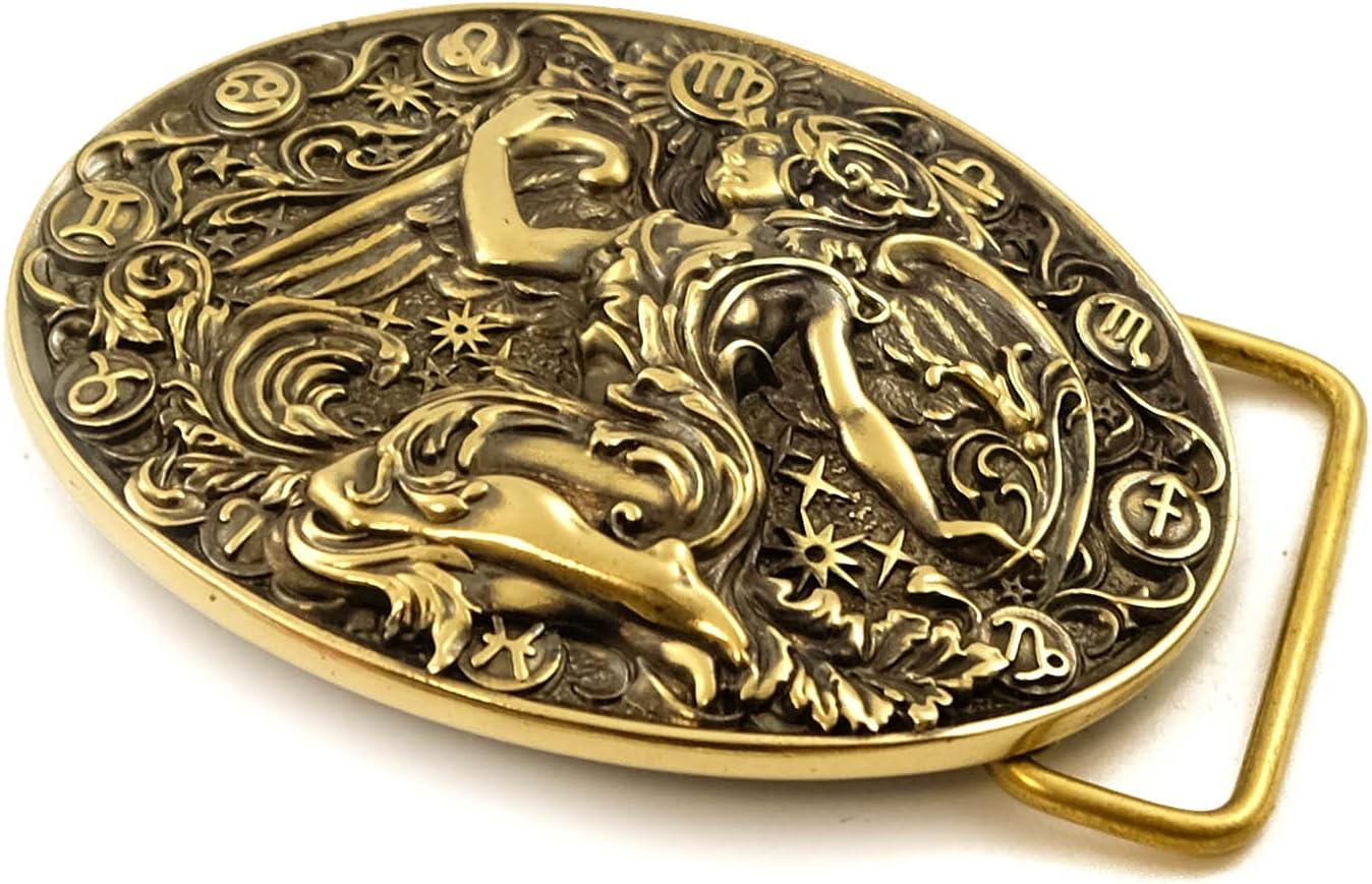 Virgo belt buckle, Virgin Horoscope Astrological Zodiac Sign solid brass belt buckle for casual belt for men and women