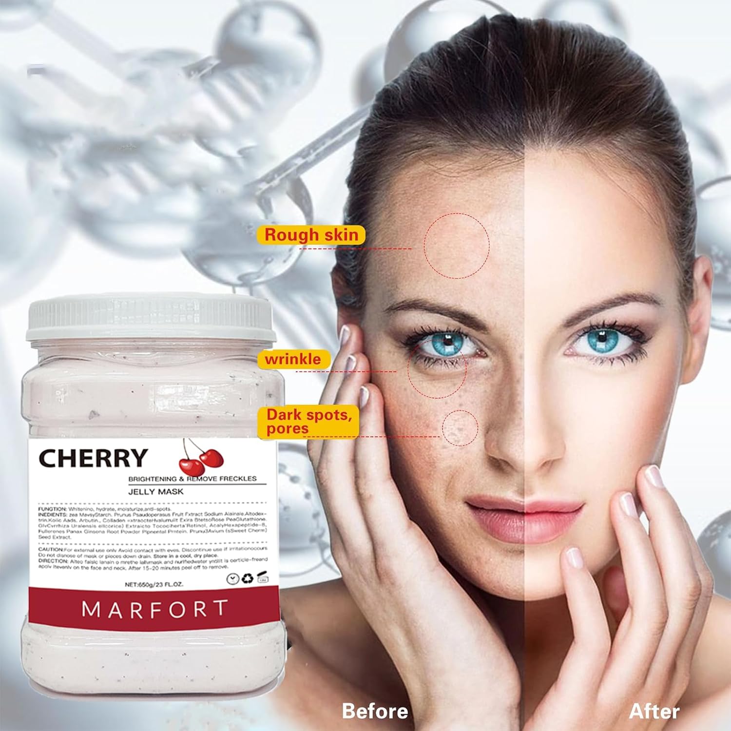 Jelly Mask for Facials Peel-Off Powder Hydrojelly Mask Peel Off Face Masks SkinCare Combination with Professional Skincare Spa Moisturizing & Hydrating 23 Fl Oz (Cherry)