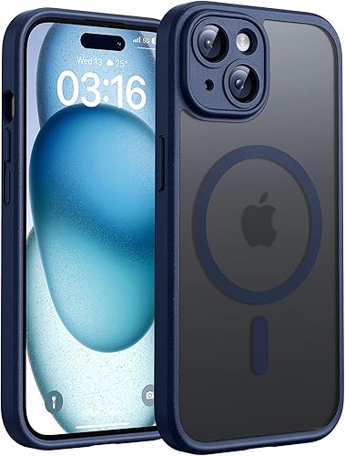 Miniatura 46 de TOCOL Funda magnética para iPhone 15, protección completa mejorada de la cámara, compatible con Magsafe, protección contra caídas, translúcida mate,