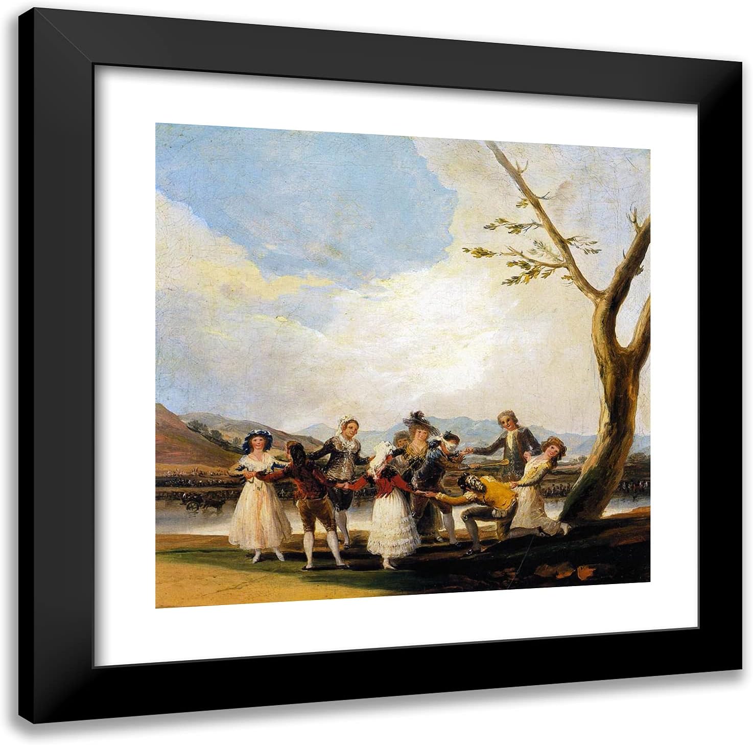 ArtDirect Goya, Francisco 20x20 Gold Ornate Framed Art Print with Double Matting Titled: Blind Man's Buff