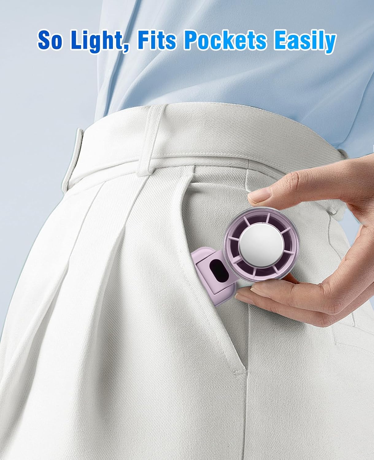 DAORANGE Portable Handheld Turbo Fan, Foldable Mini Fan with Ice Cooler, 5 Speed Wind, 12 Hrs Cooling, 3600mAh Rechargeable, Digital Display, Personal Fans for Travel/Outdoor/Camping, Lavender