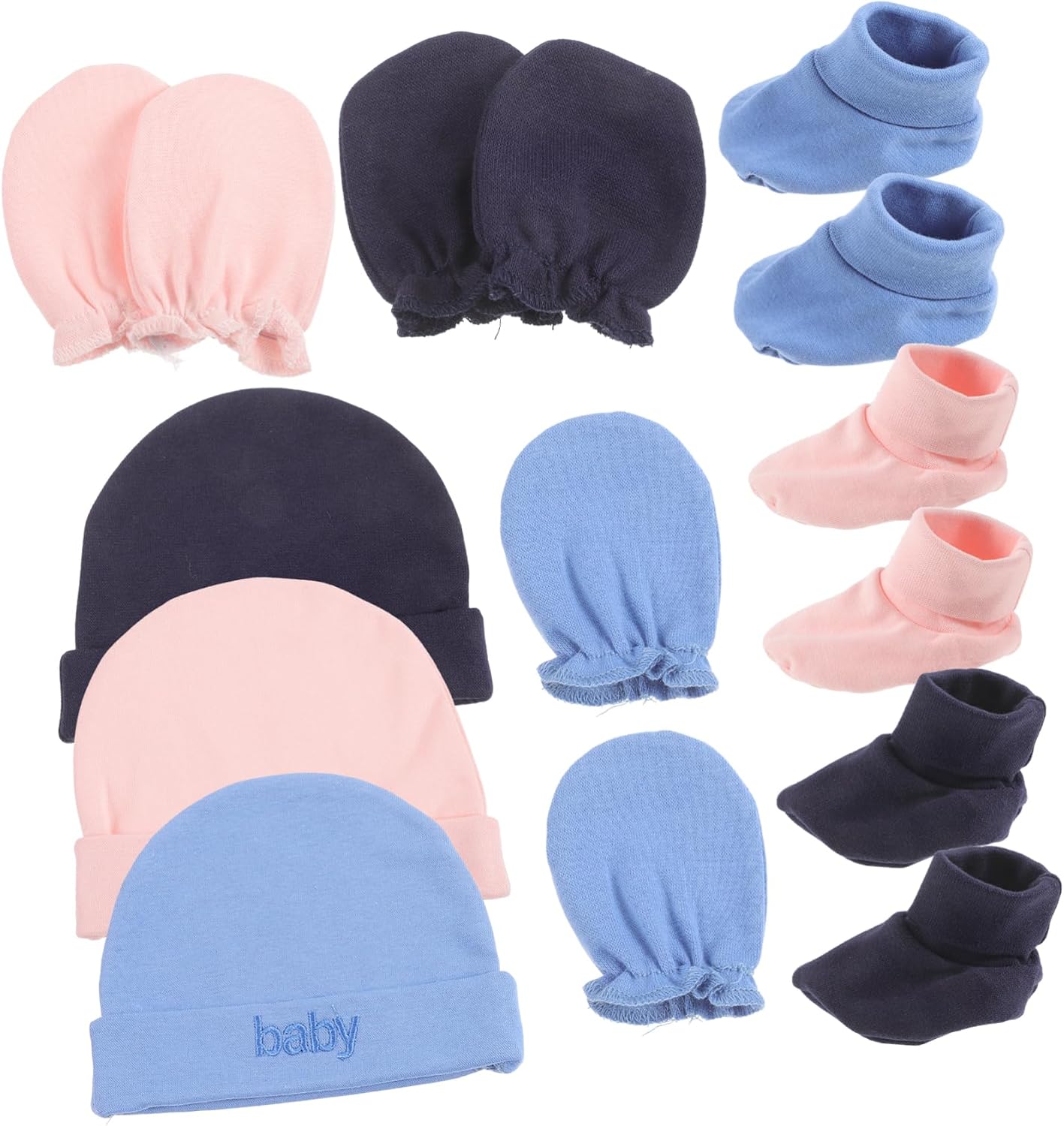 Kisangel 3 Sets Newborn Baby Hat Mittens Socks for Boys and Girls Breathable Cotton Baby Beanie Warm Infant Gloves and Booties for Newborns for Hospital and Everyday Use
