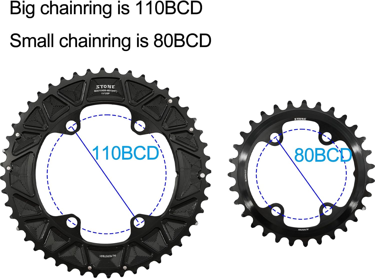 DJC Stone Double Chainring for Shimano GRX 110bcd RX600 RX810 RX820 Gravel Bike Chainring 46T 30T 48T 31T