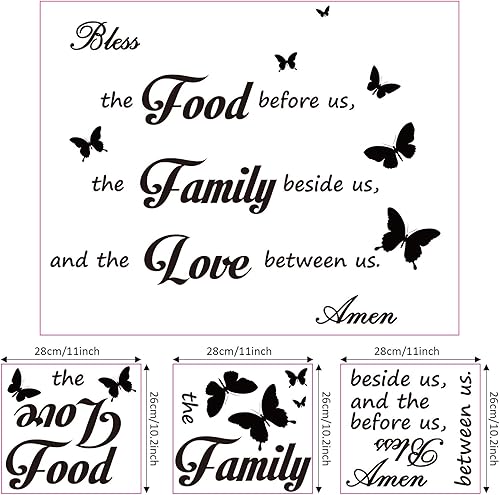 Miniatura 2 de Outus - Calcomanía decorativa con oración de la comida en inglés “Bless the food before us” para pared de cocina y comedor