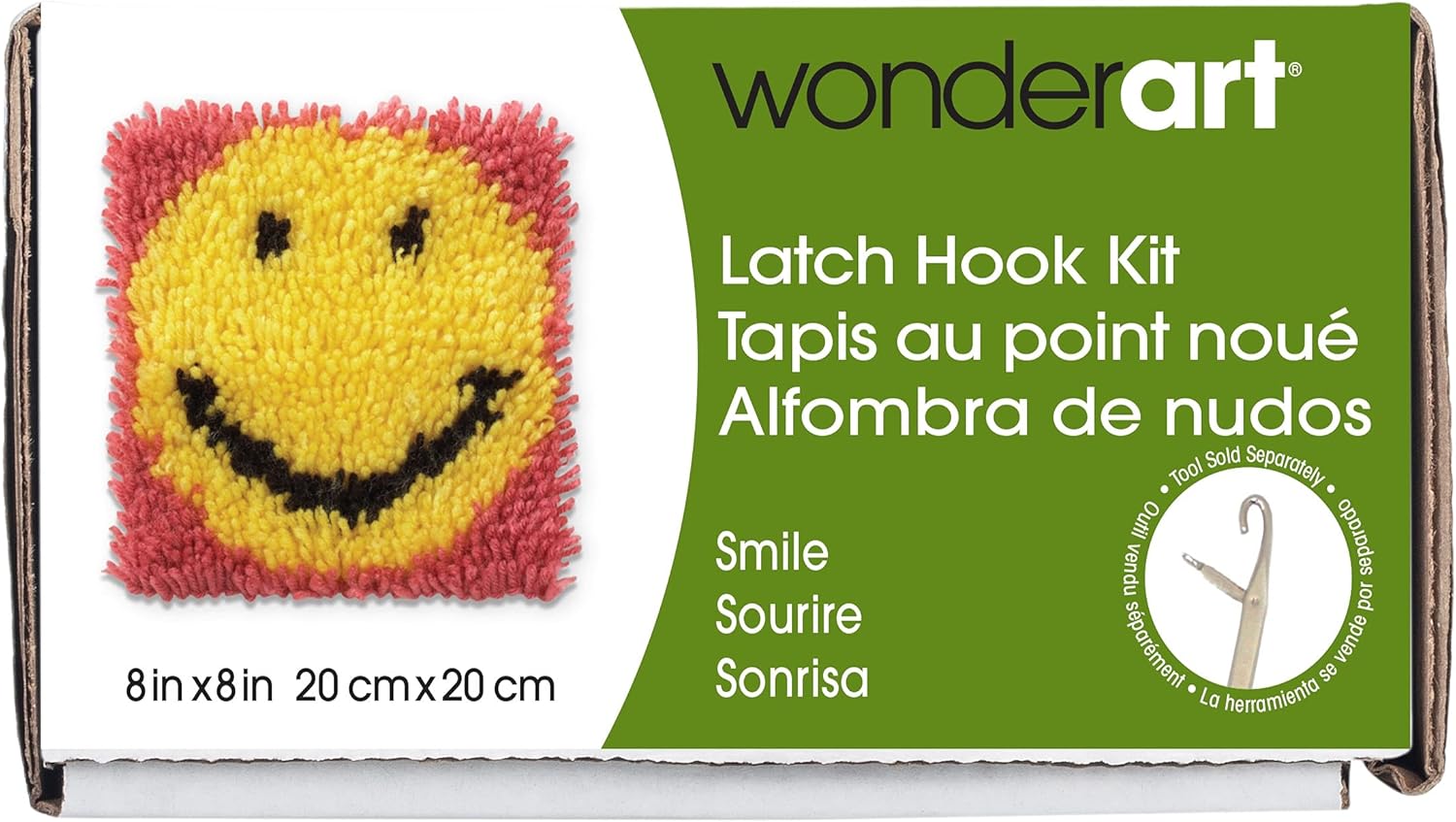 Wonderart Base Yarn Latch-Hook Kit 8" X 8"100% Acrylic Machine Wash & Dry