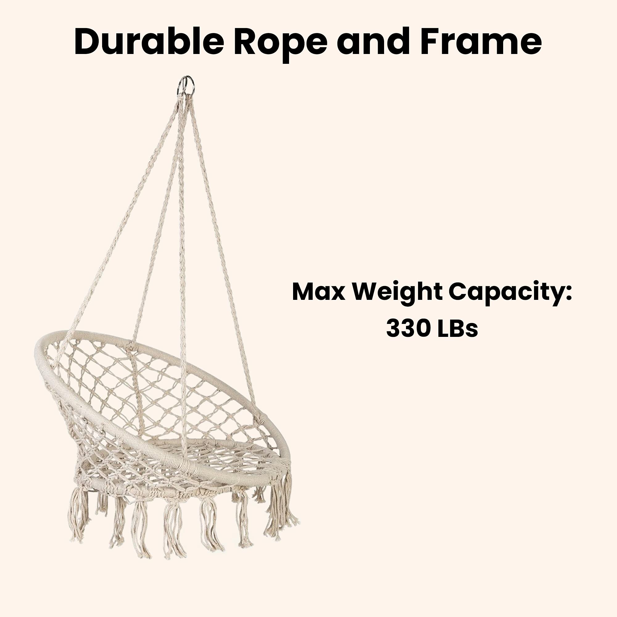 AsterOutdoor Hamaca de macramé para Uso en Interiores o Exteriores, Color Beige