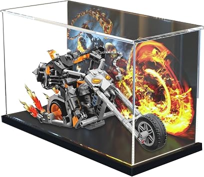 Acrylic Display Case for Lego Marvel Ghost Rider Mech & Bike 76245,Showcase,Protect & Decorate Models with Dustproof Storage Background A