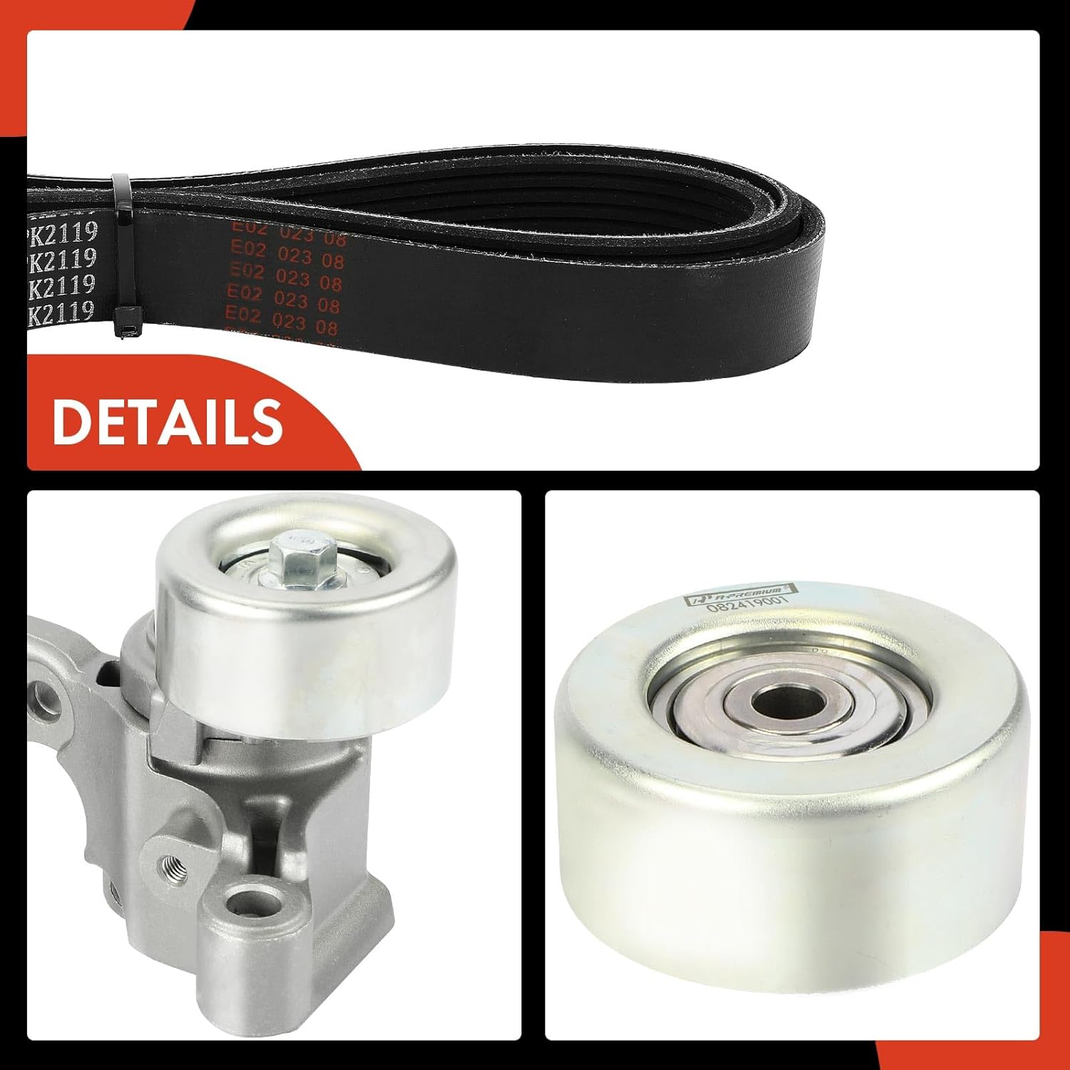 A-Premium Engine Serpentine Belt Drive Kit Compatible with Toyota Tacoma 2005-2015, Tundra 2005-2010, 4Runner 2004-2009, FJ Cruiser 2007-2009 - DOHC V6 4.0L